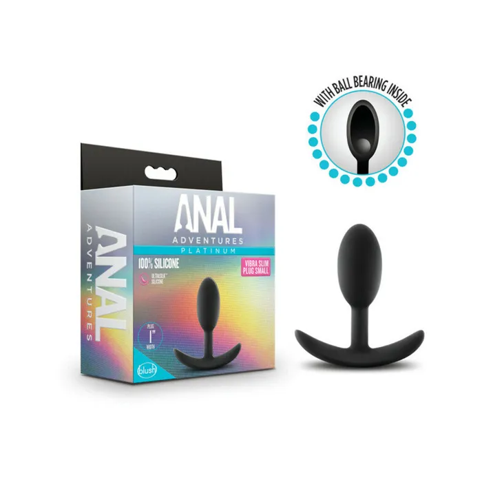 Blush Anal Anal Adventures Platinum Silicone Vibra Slim Plug Small Black