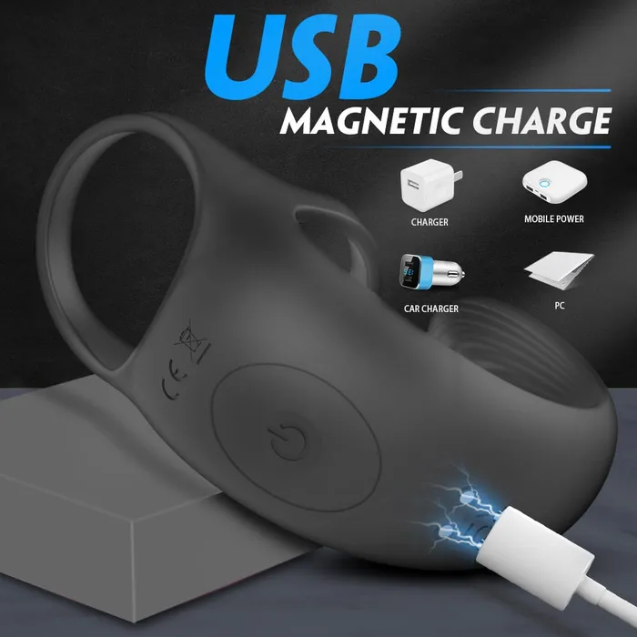 9 Mode Vibrating Penis Massager Ring Dildo Vibrator Lusty Age Female Sex Toys