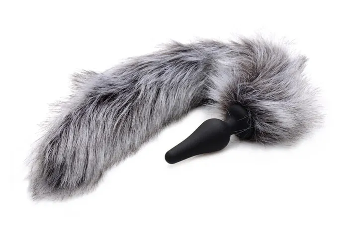 Tailz Grey Wolf Tail Anal Plug and Ears Set Anal