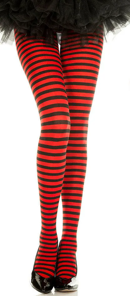 Anal Striped Tights One Size Blackred Music Legs