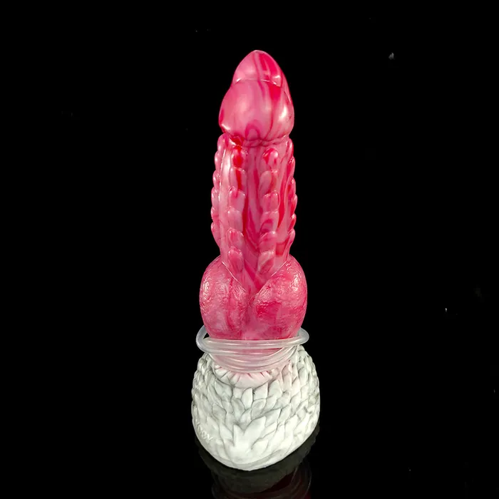Dildos DirtyToyz 964Inch Zilla Knotted Dragon Dildo Ribbed Ejaculating Toy with Curve