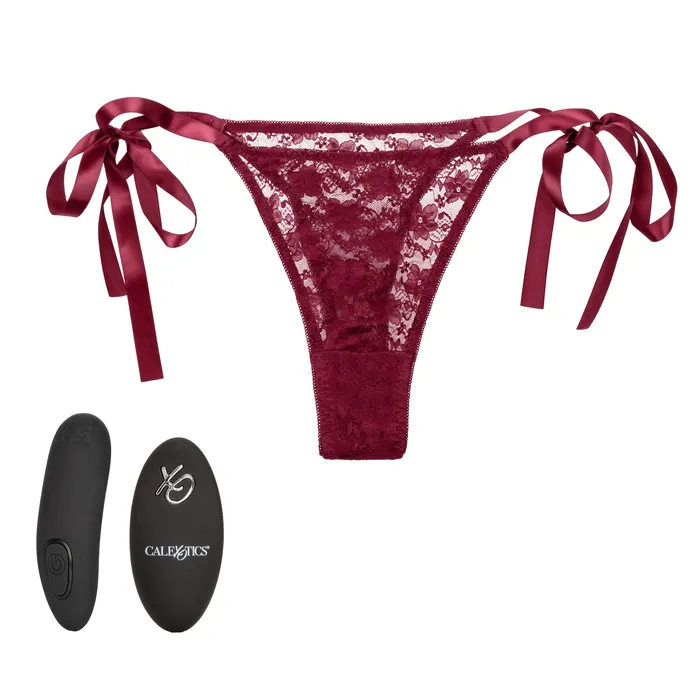 Female Sex Toys CalExotics Remote Control Lace Thong Set Burgundy