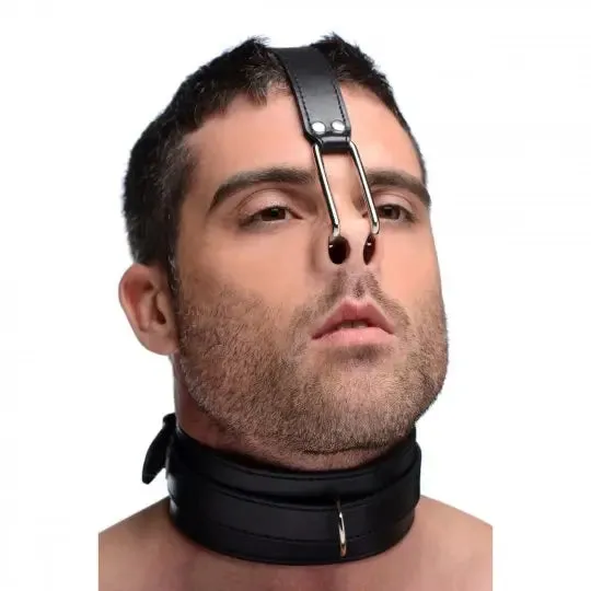 Male Sex Toys XR Brands Collar with Nose Hook Humiliation Training Collar