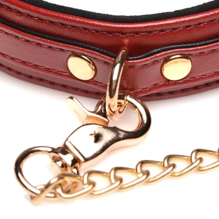 Master Series 6 Piece Burgundy Bondage Set Beginner BDSM Kit with Submissive Cuffs and Collar Couples