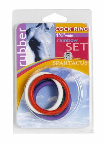 Spartacus Male Sex Toys Rubber CRing Set 15 Rainbow