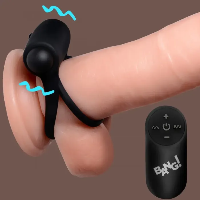 XR Brands Couples Remote Control 28X Vibrating Ring and Bullet Black XR Brands Couples Remote Control 28X Vibrating Ring and Bullet Black
