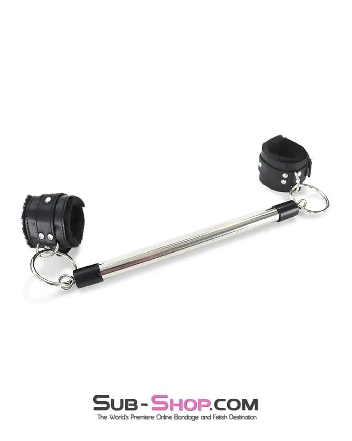 9889DL Faux Fur Lined Bondage Cuff Spreader Bar Set Idea Couples