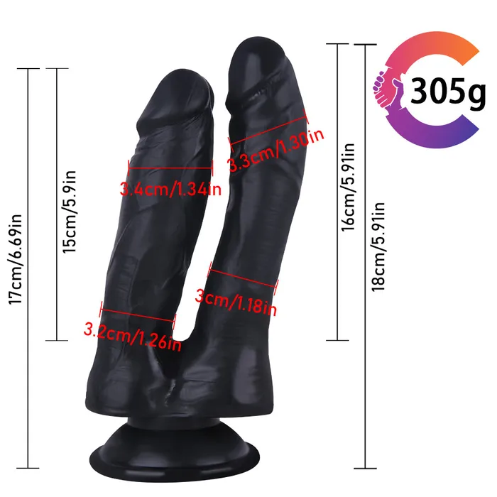 Black Double Ended Strap on Dildo Female Sex Toys
