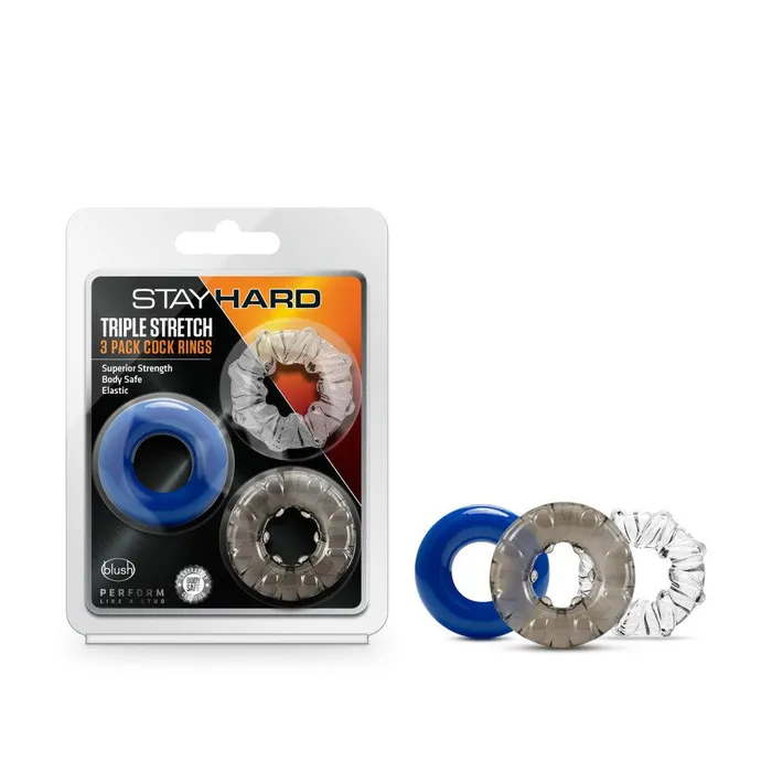 Dildos Stay Hard Triple Stretch 3 Pack Cock Rings Blush Dildos Stay Hard Triple Stretch 3 Pack Cock Rings Blush