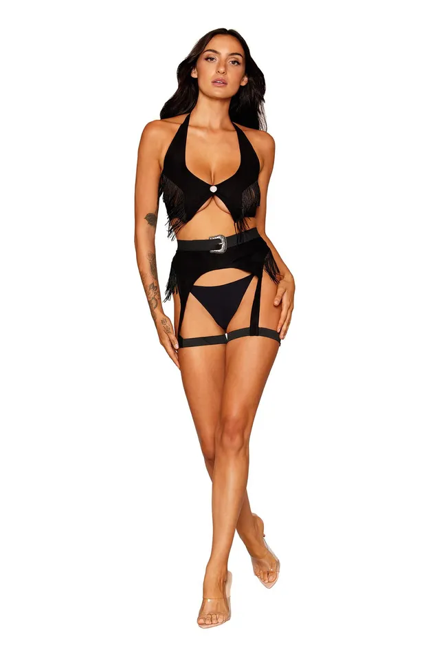 Dreamgirl Bodystockings Playsuits Ride Em Cowgirl One Size Black