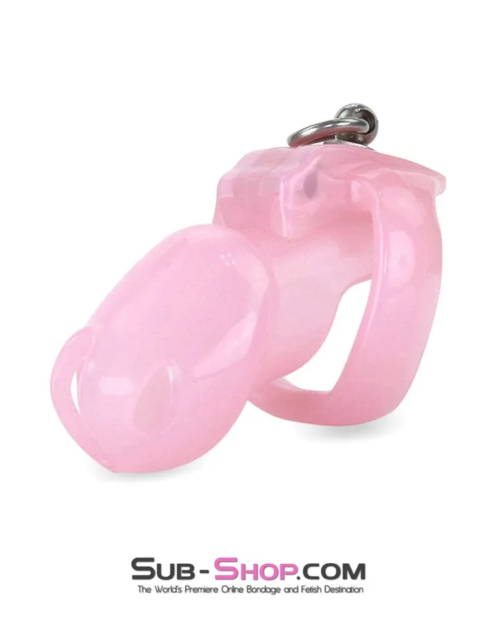 Moonwell Male Sex Toys 7265M Sissys Clitty Leash Locking Pink Chastity with Lead Ring Large Base Cock Ring Size